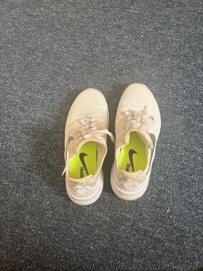 Nike White Sneakers with Volt Green Insoles